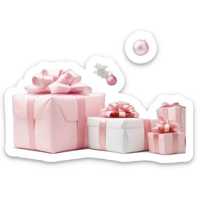 Light pink Christmas gifts under a white Christmas tree  sticker