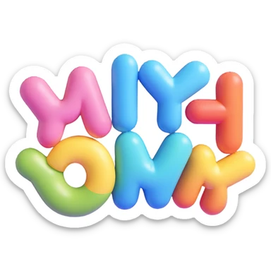 Make the letters TY appear as 3D lettering in a playful, bubbly 3D style with soft, rounded, inflated letterforms and a gentle shadow. Keep the modern iOS icon look with rounded corners and a flat color background for a fun effect. sticker