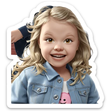 smiling girl in denim jacket sticker