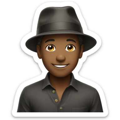 smiling boy in hat celebrating New Year sticker