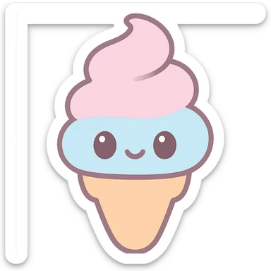 kawaii style pastel ice cream cone sticker