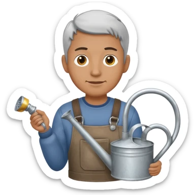 man holding watering pot sticker