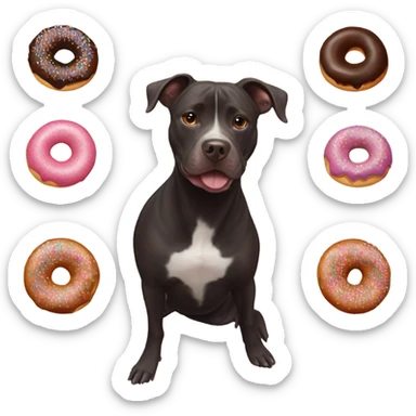 Black pitbull fused with a chocolate doughnut  sticker