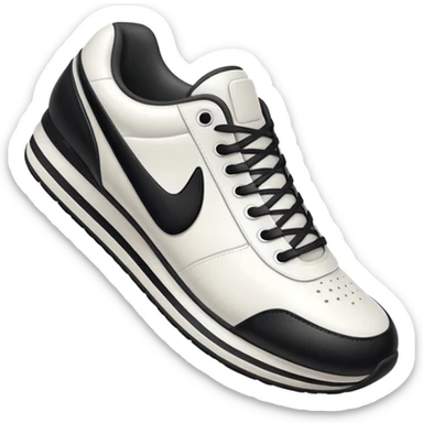 3D Apple-style emoji of a sneaker pressing down on the ground, showing the sole clearly. Rounded, glossy, smooth, soft shadows, white background. sticker