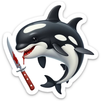 orca holding a bloody knife sticker
