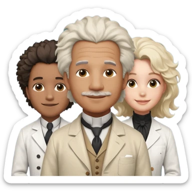Generate in realistic style Franklin, Edison, Ford in the first row, Einstein, Jobs and Musk in the second behind them. png on transparent background sticker
