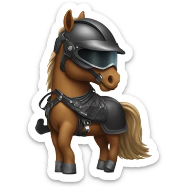 Horse wearing motorcycle helmet and boots sticker