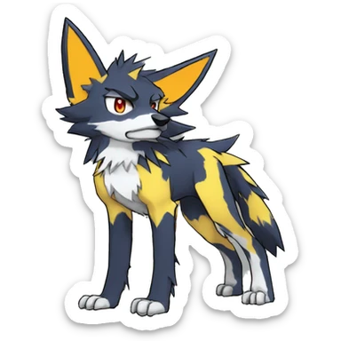  Cool Edgy Colorful Digimon-Fakemon-Wolf with edgy markings full body sticker