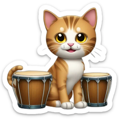 cat with bongos sticker
