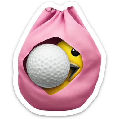 bird with two big pink golf balls in a sack sticker