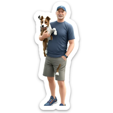 boy with dog in nature sticker