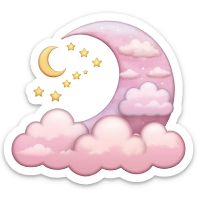 Crescent moon and light pink clouds sticker