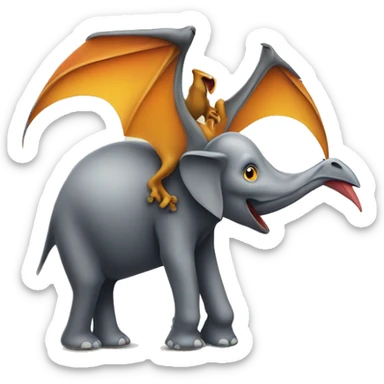 Pterodactyl on an elephant  sticker
