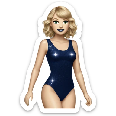 Taylor swift wearing realistic sparkly navy blue bodysuit  sticker
