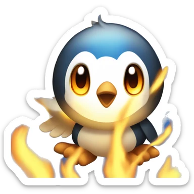 Piplup on fire sticker