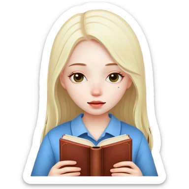 girl covers her face with a book sticker