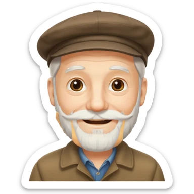 Old man white beard wearing a flat cap sticker