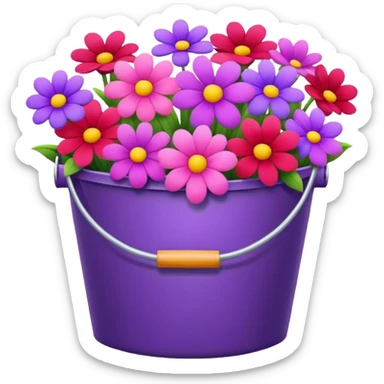 Create pink and purple and red flowers bucket sticker