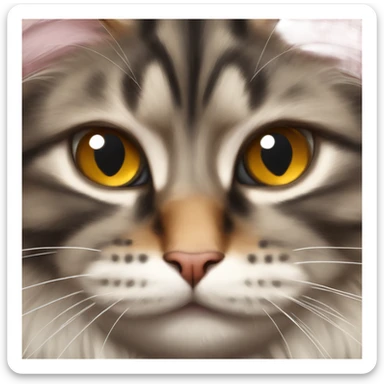 Maine Coon with a stupid face and butterfly on his nose sticker