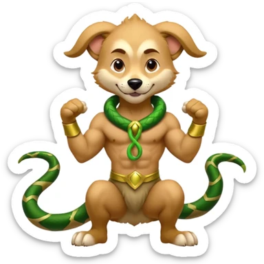 loki god of mischief as a dog. he as snakes dynamic pose sticker