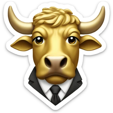 golden wall street bull portrait mascot  sticker