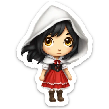 Little Red Riding Hood straight black hair corset and dress full body pose non-chibi sticker