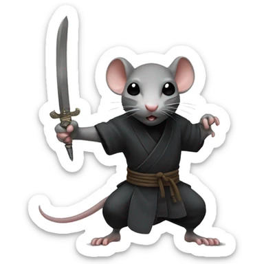 ninja rat holding a dagger sticker