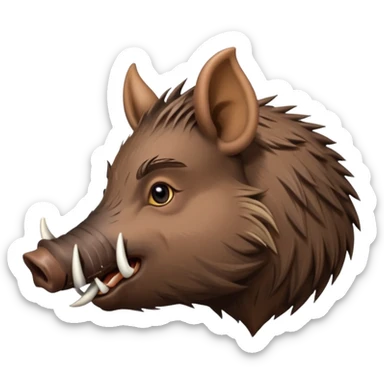 Wild boar face side view with extremely long tusks emoji realistic sticker