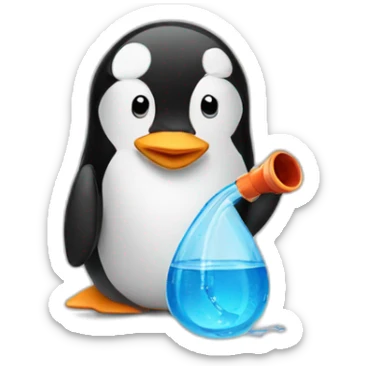 penguin with a water pipe sticker