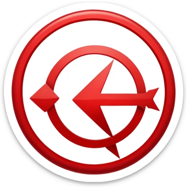 Red hollow circle with a tilted arrow going through it sticker