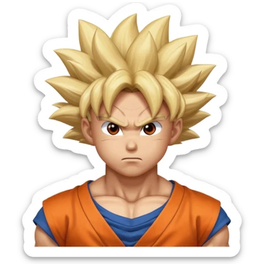 Emoji San goku plus petit niveau image , concentrer comme avant un combat contre un adversaire,  sticker