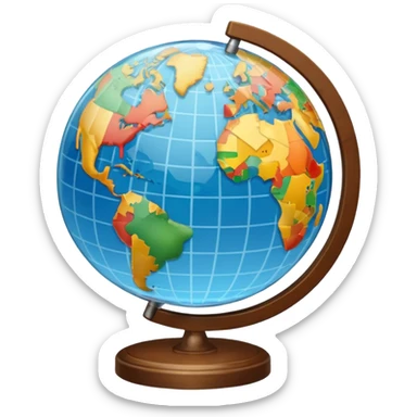 globe with letters A, Б, 文, حرف around it sticker