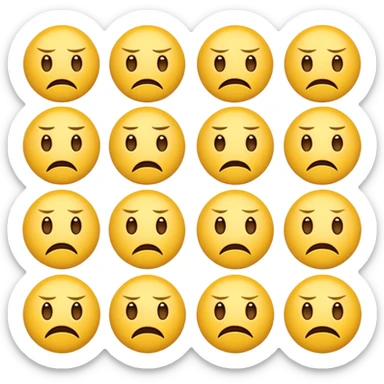 Create emoticons for me with a face in different emotions, these are supposed to be those yellow round faces that are on the keyboard sticker