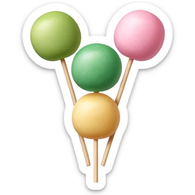 Japanese dango with three colorful rice balls on a stick, traditional hanami dango with pink, white, and green colors sticker