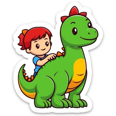 red-haired girl with a dinosaur tail and paws sticker
