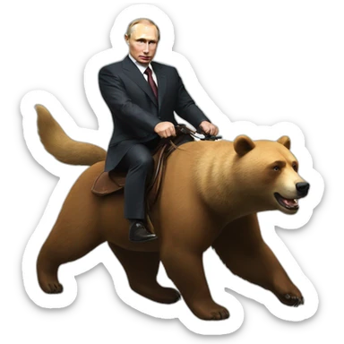 Vladimir Putin riding a bear sticker
