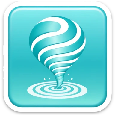 a Tiny compressed Stylized light-turquoise wind tornado symbol inside a pastel gradient white square icon, light turquoise borders sticker