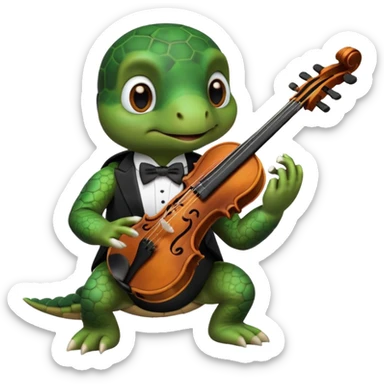 TUrtle playing violin sticker