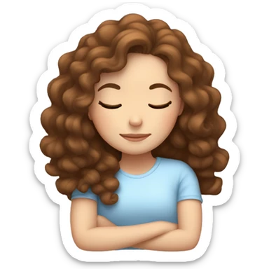 White girl with curly brown hair sleeping  sticker