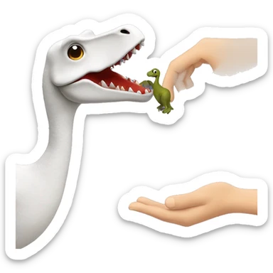 Goose hodin hand with a t-rex sticker