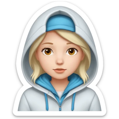 Girl, cold White Coat with Hoodie  sticker