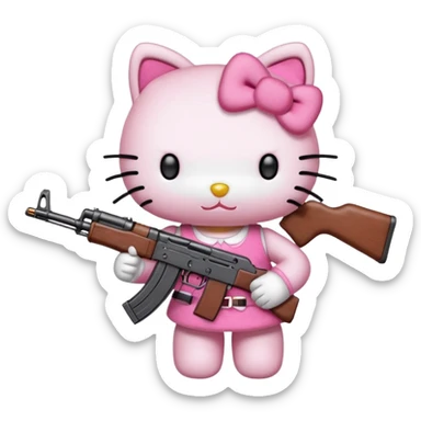  hello kitty with a ak47 sticker