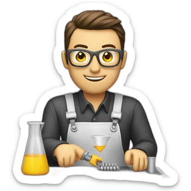 Man making engineering plastic in a bar extruder sticker