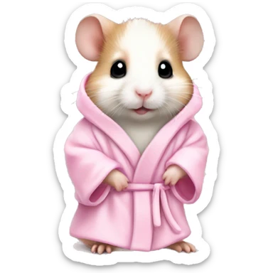 baby hamster in light pink robe full body sticker