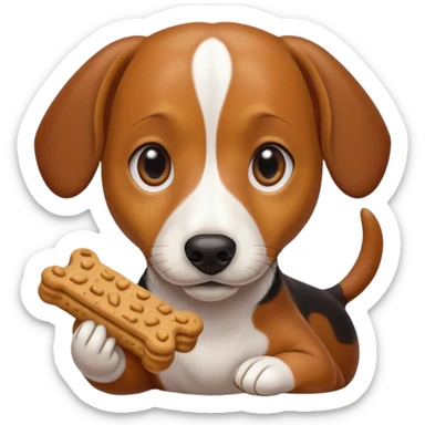 beagle dachshund mix with a treat sticker