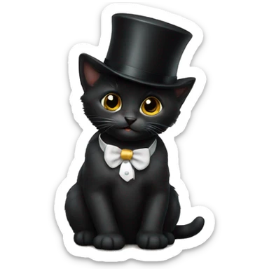 Black kitten with top hat sticker