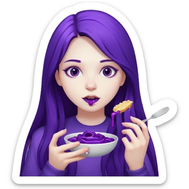 girl with long hair and alternative with eating disorder purple food sticker