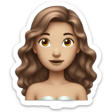 Brown-hair-white-mermaid sticker