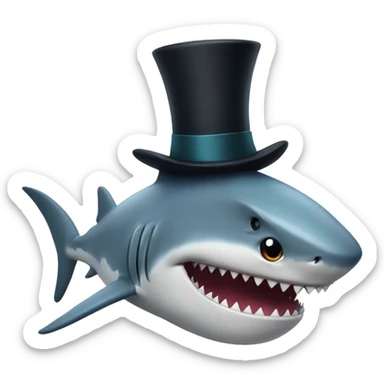 Shark with a top hat sticker