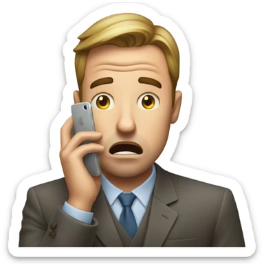 scared investor look at his iphone sticker